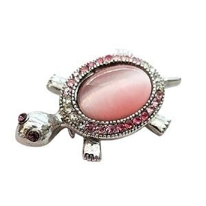 Chic Pin Made w/Swarovski Crystal Pink October Birthstone Rhinestone Turtle Pin